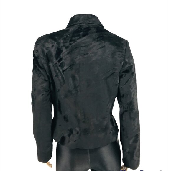 LOUBEN FAUX FUR BLAZER JACKET BLACK SZ 10 - Picture 3 of 8